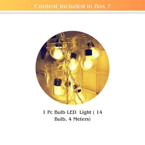 Double Galss LED String Lights - 12 Feet Fairy Lights with 14 LED Bulb – Waterproof Fairy Double Glass LED Serial Lights - LED Lights for Home Decoration, Diwali & Christmas –(Warm White) - Image 2