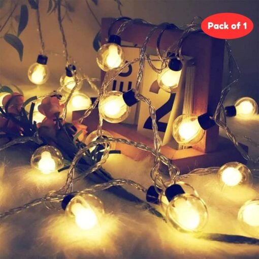 Double Galss LED String Lights - 12 Feet Fairy Lights with 14 LED Bulb – Waterproof Fairy Double Glass LED Serial Lights - LED Lights for Home Decoration, Diwali & Christmas –(Warm White)