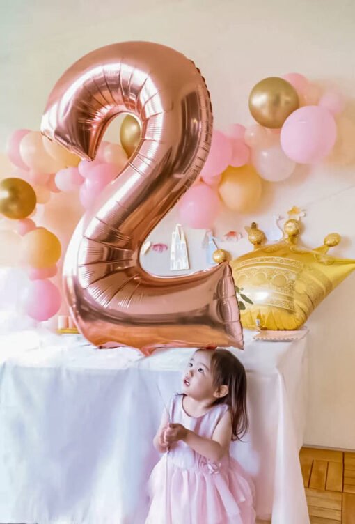 2nd Birthday Decoration items kit for girls with pastel balloons- 55 Items Pink, Peach, White and Golden Pack of -55 - Image 5