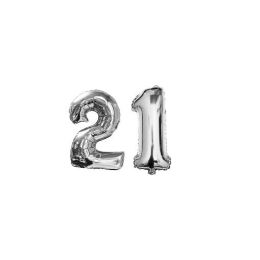 21st Birthday decoration set for him  her | Star & Bottle foil balloons Silver , Black & white  Pack of -71 - Image 3