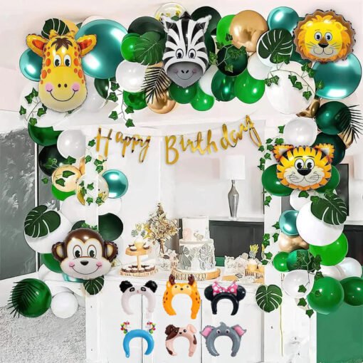 Jungle Theme Birthday Party Decoration Kit for Kids- 70 Items Green leaves and green vines Pack of -70 - Image 2