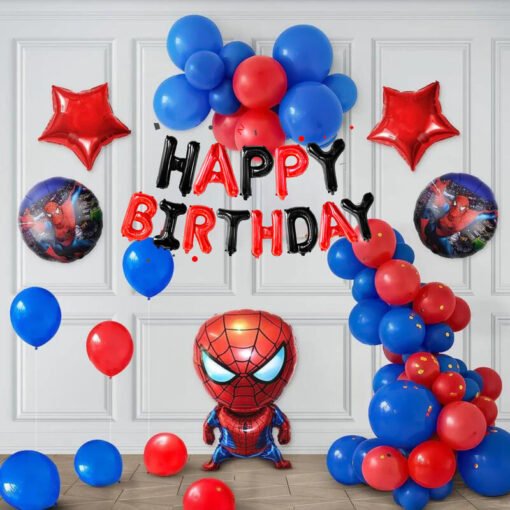 Spiderman Theme Birthday Decoration Kit for Boys Party Decor red and blue Pack of -58