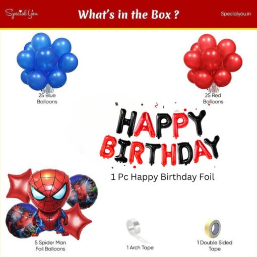 Spiderman Theme Birthday Decoration Kit for Boys Party Decor red and blue Pack of -58 - Image 2