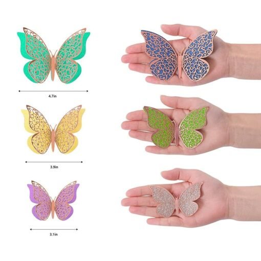 Multicolor 3D Butterfly for Decoration items for Wall Sticker Multicolor  Pack of -12 - Image 3