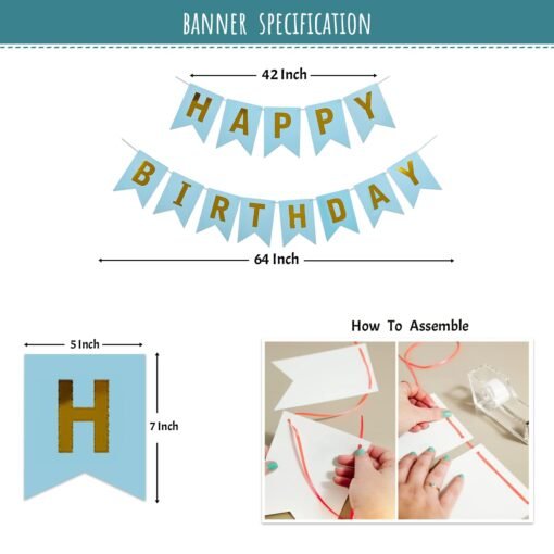 Blue Theme Happy Birthday Decoration Items for Boys white, blue Pack of -40 - Image 5