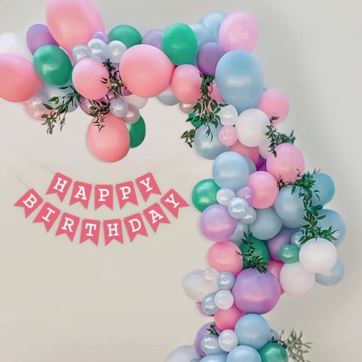 Happy Birthday Balloon Decoration Kit for Girls - Pack of 63 Multicolor  Pack of -63