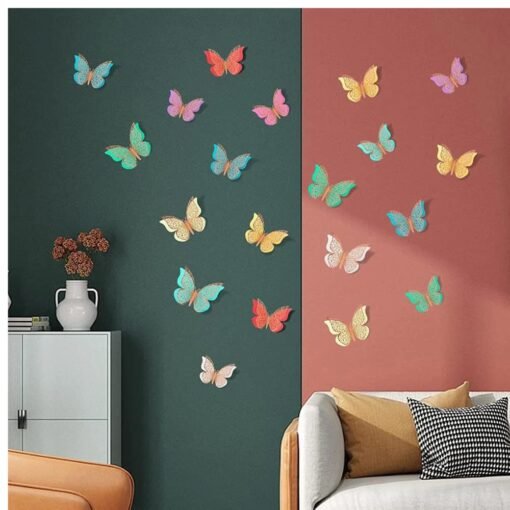 Multicolor 3D Butterfly for Decoration items for Wall Sticker Multicolor  Pack of -12 - Image 6