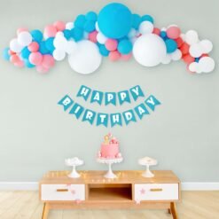 Pastel Theme Happy Birthday Decoration Items for Boys and Girls Blue, Pink and White Pack of -67