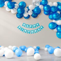 Blue Theme Birthday Decoration Kit for Boys blue and white Pack of -48