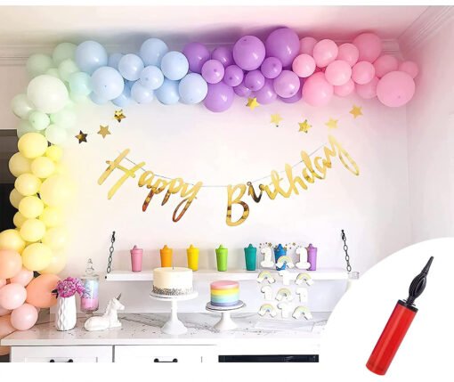 Pastel Rainbow Birthday Decoration Items Kit for Kids Pack of 54 Items Pastel Color  Pack of -54