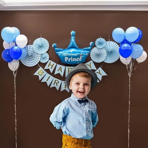Blue Theme Happy Birthday Decoration Items for Boys white, blue Pack of -40 - Image 6