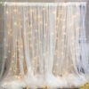 Tulle white sheer net with LED string lights for a party backdrop With lights Pack of -6