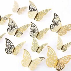 Decorate your home with 3D Golden Butterflies for Magical Elegance Gold Pack of -12