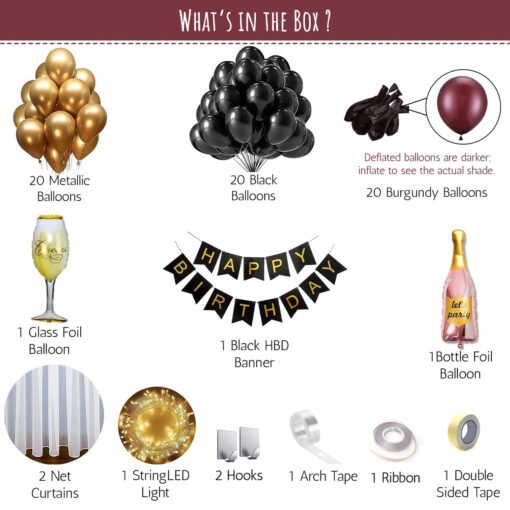 Special You Gold and Burgundy Theme Happy Birthday Decoration Items for Girls Multicolor  Pack of -71 - Image 2