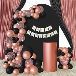 SpecialYou Black and Rose Gold theme Birthday Decoration Items for Girls Black, Rose Gold Pack of -67