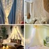 WHITE TULLE NET CURTAINS WITH LED FAIRY LIGHT White Pack of -7
