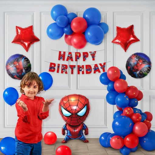 Spiderman Theme Birthday Decoration Kit for Boys Party Decor red and blue Pack of -58 - Image 5