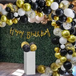 Black & White theme birthday decoration with golden balloons Multicolor  Pack of -67