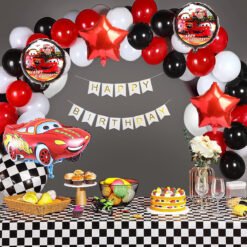 Car Theme Birthday Decoration Kit for Boys- 64items Red black Pack of -64