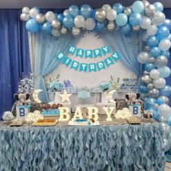 Blue Theme Birthday Decoration Items for Boys and Girls  blue, silver & white theme Pack of -63