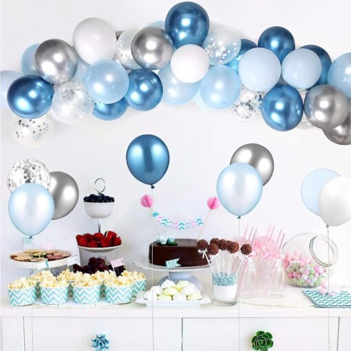 Blue and silver balloons combo for party decoration- 50 Items blue and silver 
 Pack of -50