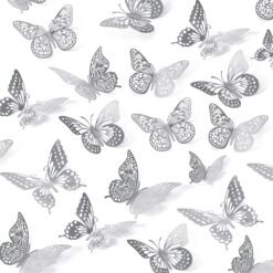 Silver Butterfly Stickers for Wall Decoration Items silver Pack of -12