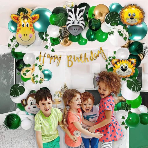 Jungle Theme Birthday Party Decoration Kit for Kids- 70 Items Green leaves and green vines Pack of -70 - Image 4