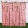 Pink Net Curtains Backdrop Decoration with Lights and Green Vines Pink and green Pack of -10