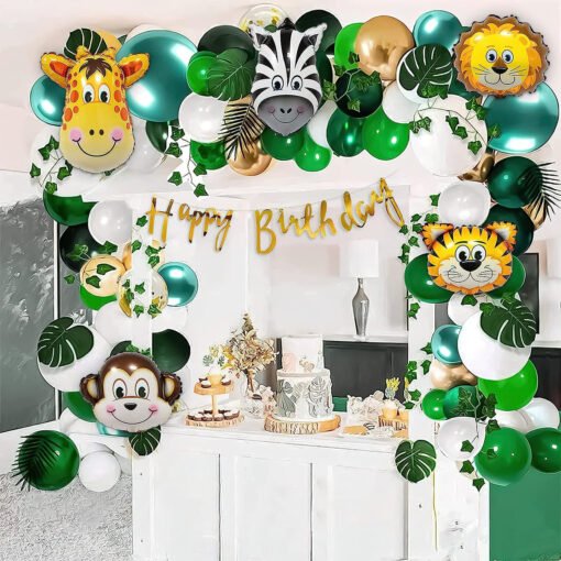 Jungle Theme Birthday Party Decoration Kit for Kids- 70 Items Green leaves and green vines Pack of -70