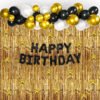 Black golden backdrop balloon birthday decoration with foil balloon Multicolor  Pack of -45