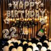 Happy 22nd birthday black White and silver theme for him  her Multicolor  Pack of -73