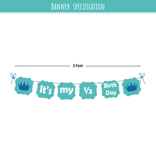 6 month It's My Half Birthday decoration for Baby boy light blue Pack of -1 - Image 3
