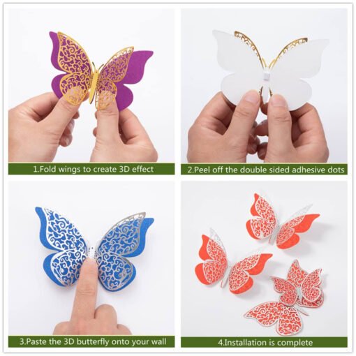 Multicolor 3D Butterfly for Decoration items for Wall Sticker Multicolor  Pack of -12 - Image 4
