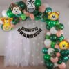 Jungle Theme DIY Birthday Decoration Items for Kids Party Décor with White Net Curtains and Fairy Lights Backdrop Green, Peach, White , Light Green Pack of -56
