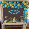 Birthday decoration item for Boys with Yellow & Blue Balloon set Multicolor  Pack of -63