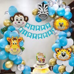 Jungle Theme Birthday Decoration for boys Blue, grey and white Pack of -69