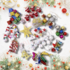 Christmas Tree Hanging Miniature Decoration Items (Pack of 101, Mini Size) Santa, Gift Box, Bells, Balls, Drums, Sticks, Top Star, Candy, RandearMerry Cristmas, Snow Man, Star, snow ball Home Decoration Hanging Ornaments Pack of 101