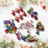 Christmas Tree Hanging Miniature Decoration Items (Pack of 58, Mini Size) Santa, Gift Box, Bells, Balls, Drums Home Decoration Hanging Ornaments Pack of 58