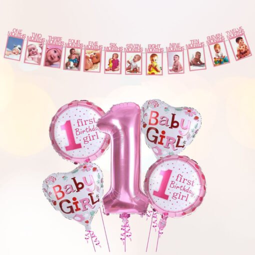 happy birthday decoration combo setfirst birthday 2pcs combofor kids girls birthday foil combo