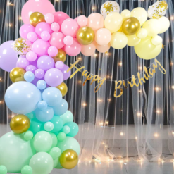 Happy birthday Net Curtain , LED Light 71 Pcs Combo for Kids pastel d?corbirthday party first 1st , 2nd, 5th , 10th