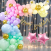 Happy birthday Net Curtain , LED Light 73 Pcs Combo for Kids pastel d?corbirthday party first 1st , 2nd, 5th , 10th