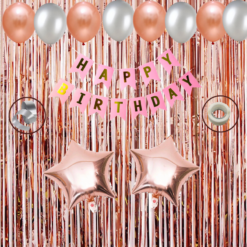 Happy birthday decoration set rose gold  theme 36 Pcs Combo for kids boys girls 2nd birthday