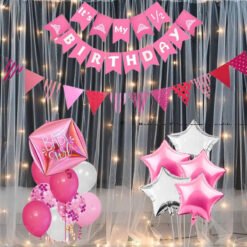 IT's my half birthday balloon set 48 Pcs Combo for baby 6 month celebration birthday party Pink theme