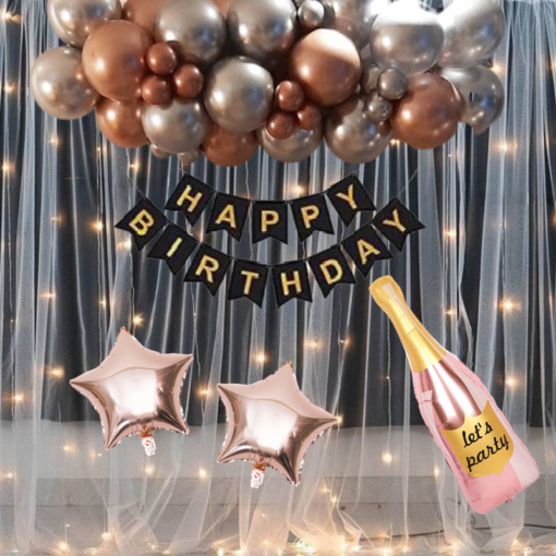 Happy birthday decoration set  rose gold theme 36 Pcs Combo for kids boys girls birthday party first 1st , 2nd, 5th , 10th