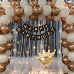 Happy birthday decoration set white gold theme 54 Pcs Combo for kids boys girls birthday party first 1st , 2nd, 5th , 10th