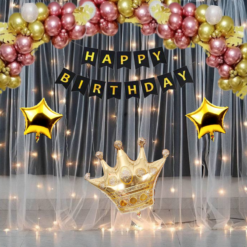 Happy birthday decoration set rose gold Chrome theme 41 Pcs Combo for kids boys girls birthday party first 1st , 2nd, 5th , 10th