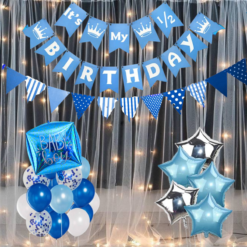 IT's my half birthday balloon set 43 Pcs Combo for baby 6 month celebration birthday party blue theme