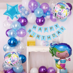 Happy birthday decoration set Mermaid theme 59 Pcs Combo for kids girls  birthday party first 1st , 2nd, 5th , 10th