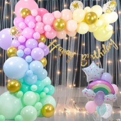 Happy birthday Net Curtain , LED Light 71 Pcs Combo for Kids pastel d?corbirthday party first 1st , 2nd, 5th , 10th
