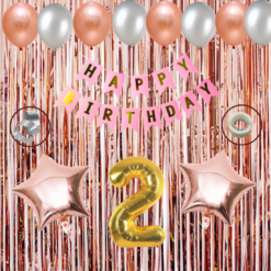 Happy birthday decoration set rose gold theme 37 Pcs Combo for kids boys girls birthday party first 1st , 2nd, 5th , 10th